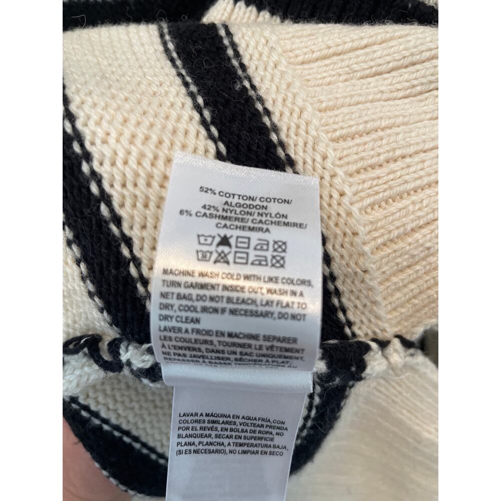 Lucky Brand Stripe Turtleneck Sweater Cotton Cashmere Blend M Coastal Minimalist - Picture 8 of 8